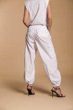 Francis pantalone cargo jogger donna in popeline wide leg