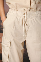 Francis pantalone cargo jogger donna in popeline wide leg