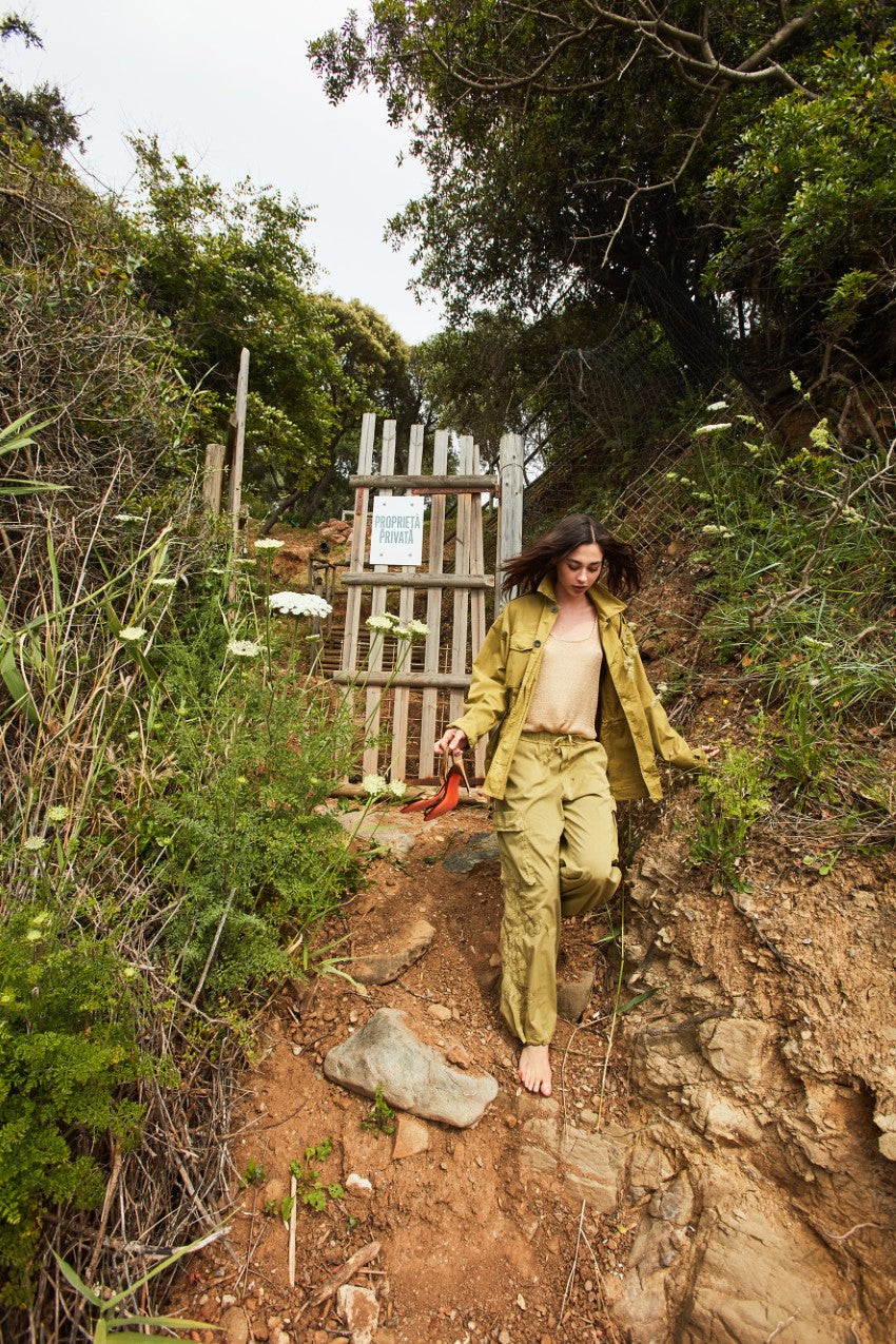 Francis pantalon cargo femme en twill wide leg