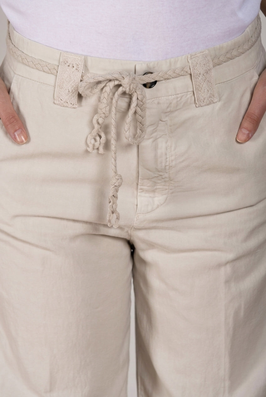 New York Studio pantalone chino donna in twill di cotone e lino straight fit