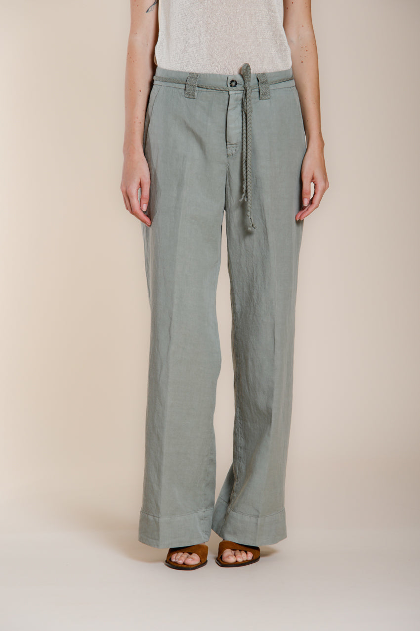 New York Studio pantalon chino femme en twill de coton et lin straight fit