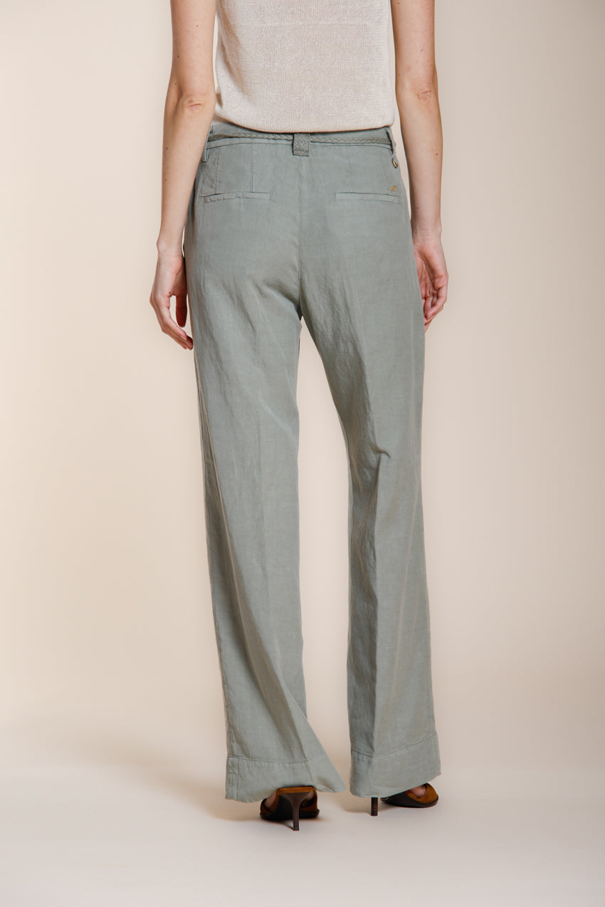 New York Studio pantalón chino mujer en twill de algodón y lino straight fit