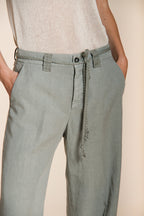 New York Studio pantalon chino femme en twill de coton et lin straight fit