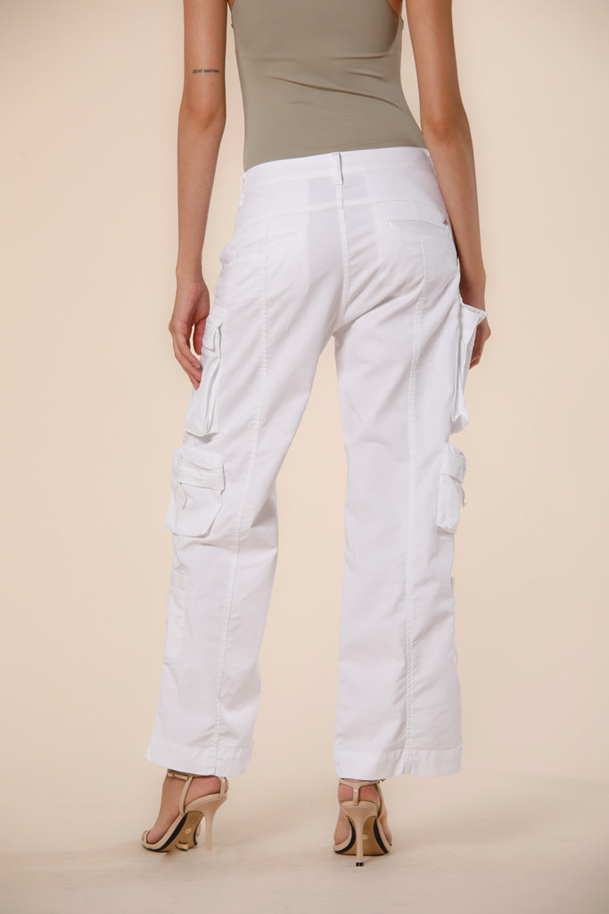 Immagine 3 di pantalone cargo donna in gabardina bianco modello New Hunter di Mason's