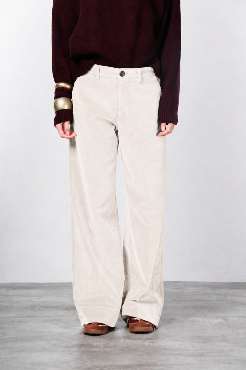 New York Studio pantalone chino donna in velluto liscio straight fit