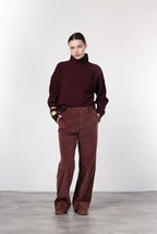 New York Studio pantalone chino donna in velluto liscio straight fit