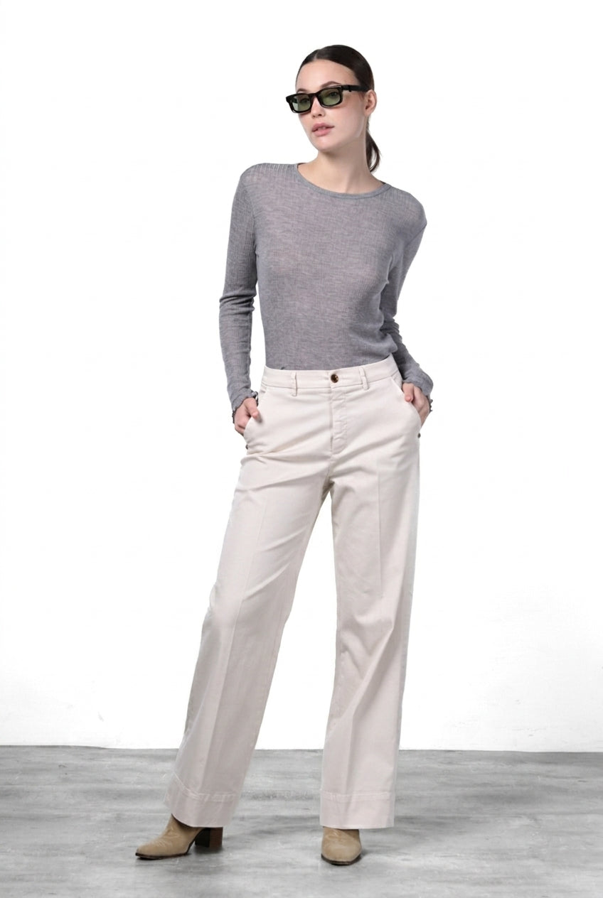New York Studio pantalone chino donna in raso straight fit