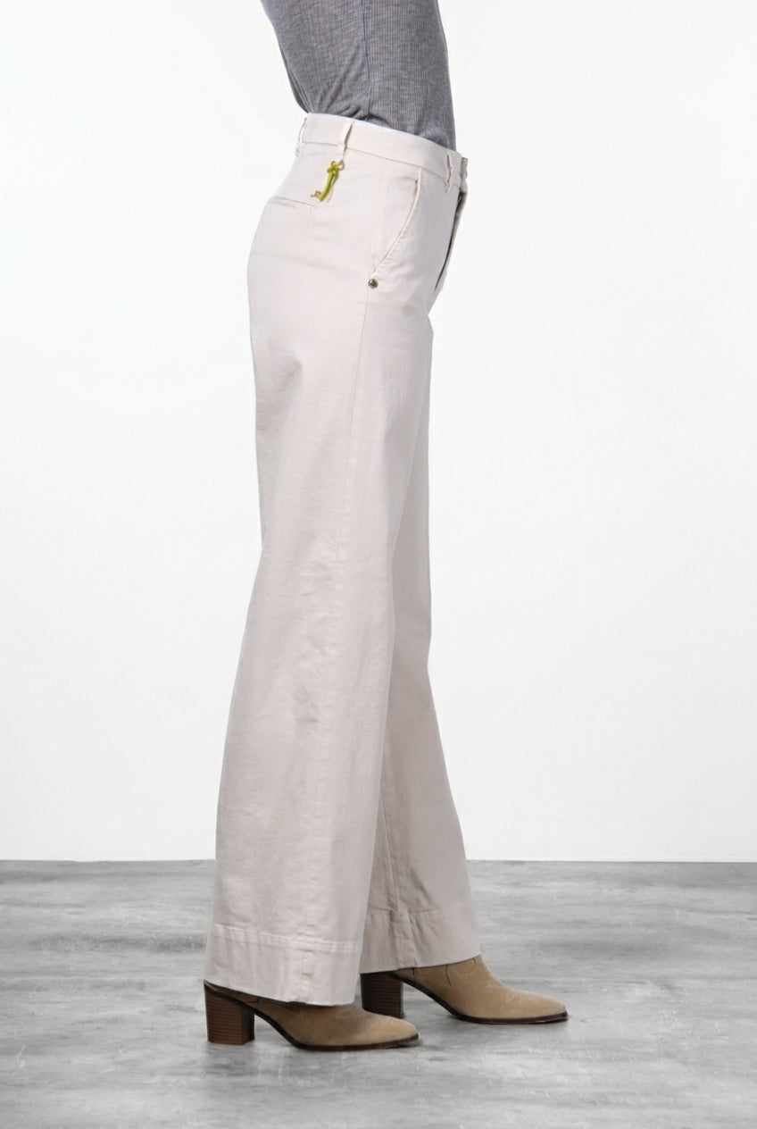 New York Studio pantalone chino donna in raso straight fit
