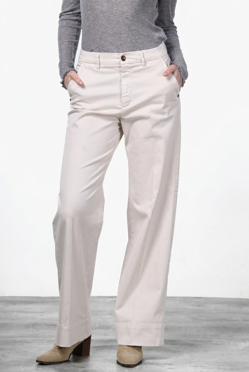 New York Studio pantalone chino donna in raso straight fit