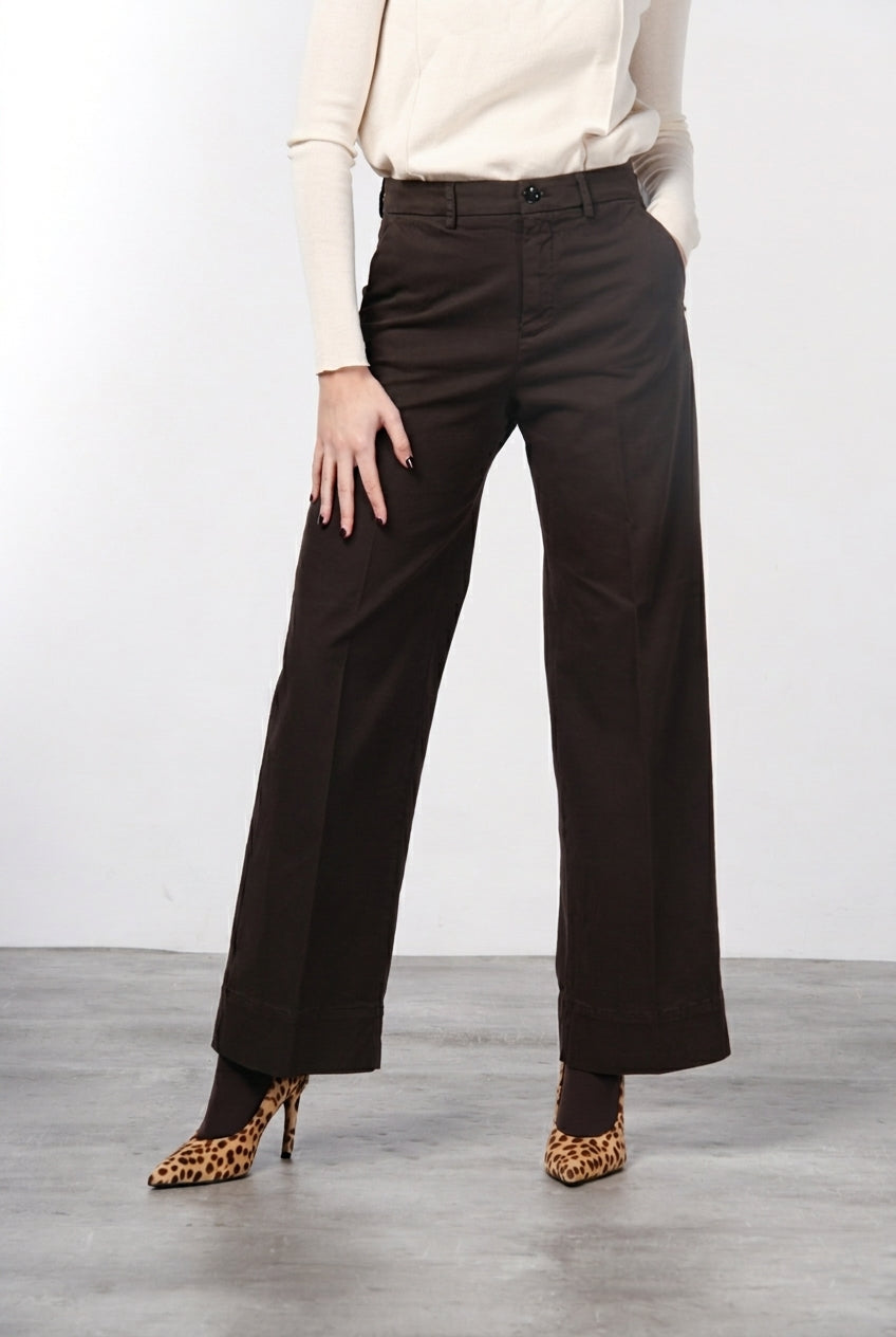 New York Studio pantalone chino donna in raso straight fit