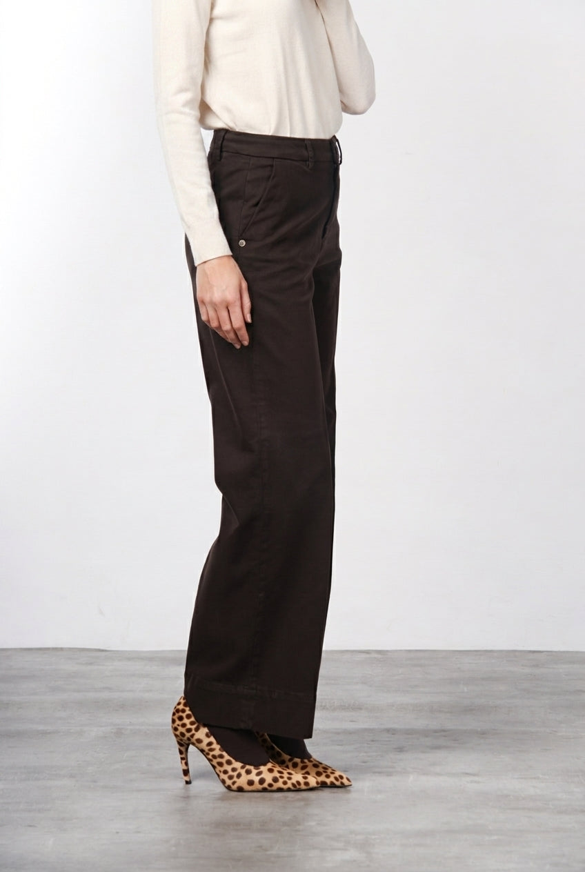 New York Studio pantalone chino donna in raso straight fit