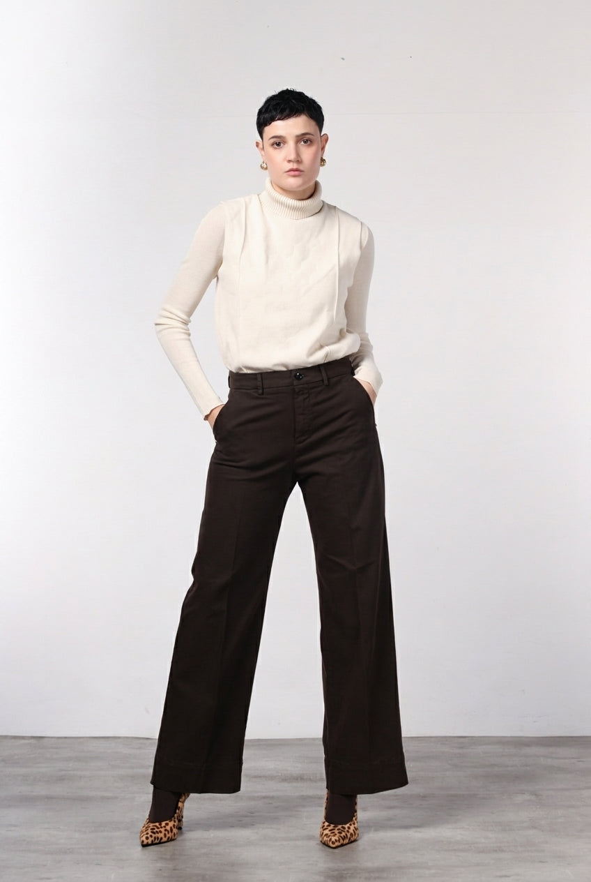 New York Studio pantalone chino donna in raso straight fit