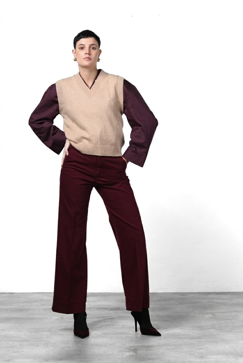 New York Studio Chinohose für Damen aus Satin mit straight fit