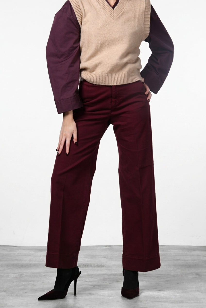 New York Studio Chinohose für Damen aus Satin mit straight fit