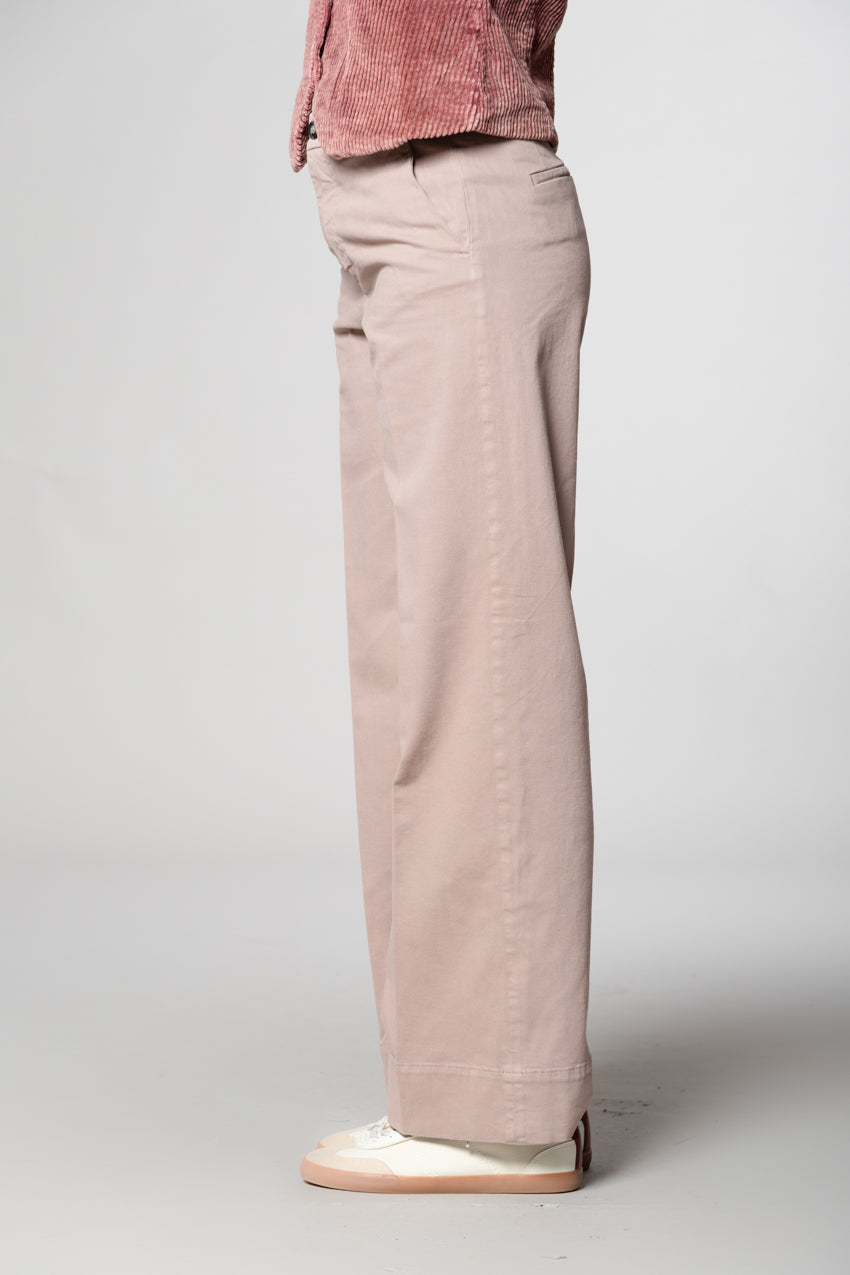 New York Studio pantalone chino donna in cotone lana wide leg