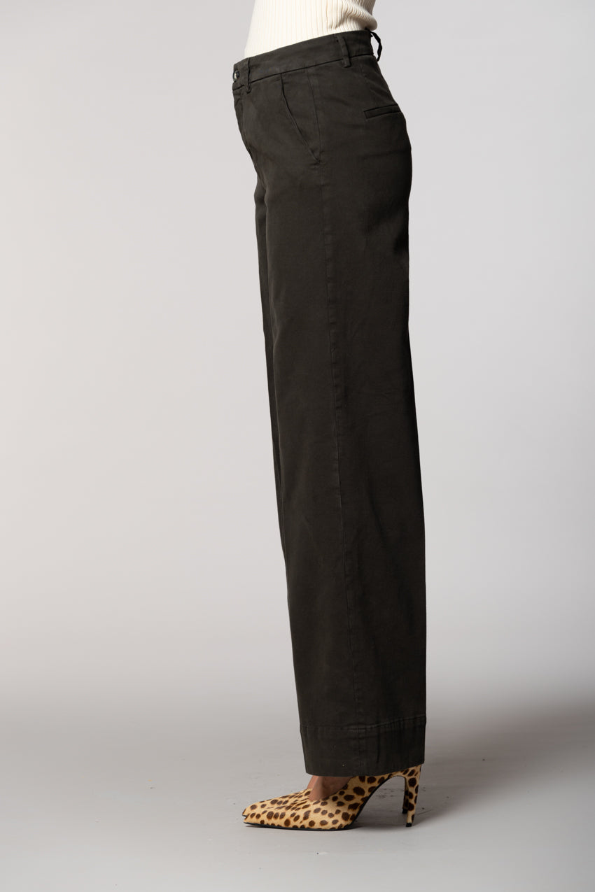 New York Studio pantalone chino donna in cotone lana wide leg