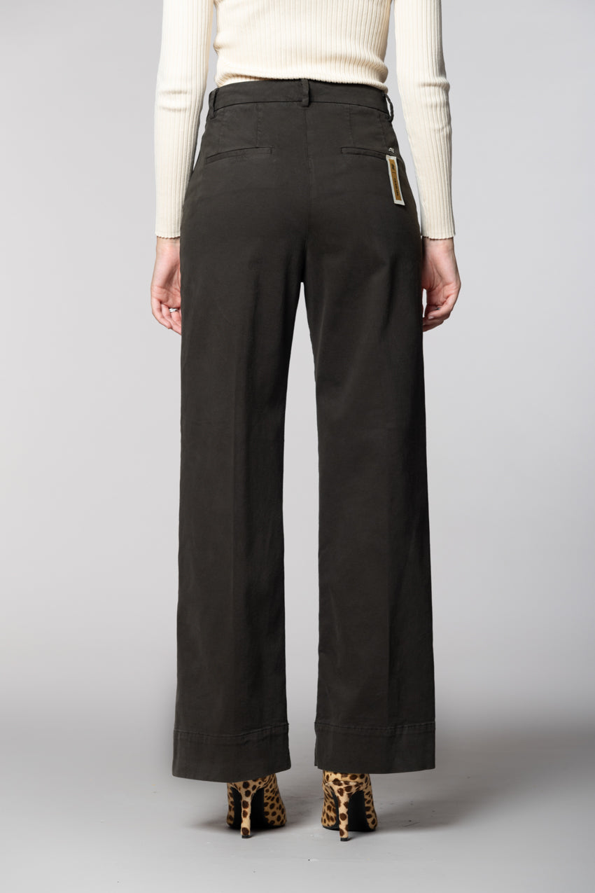 New York Studio pantalone chino donna in cotone lana wide leg