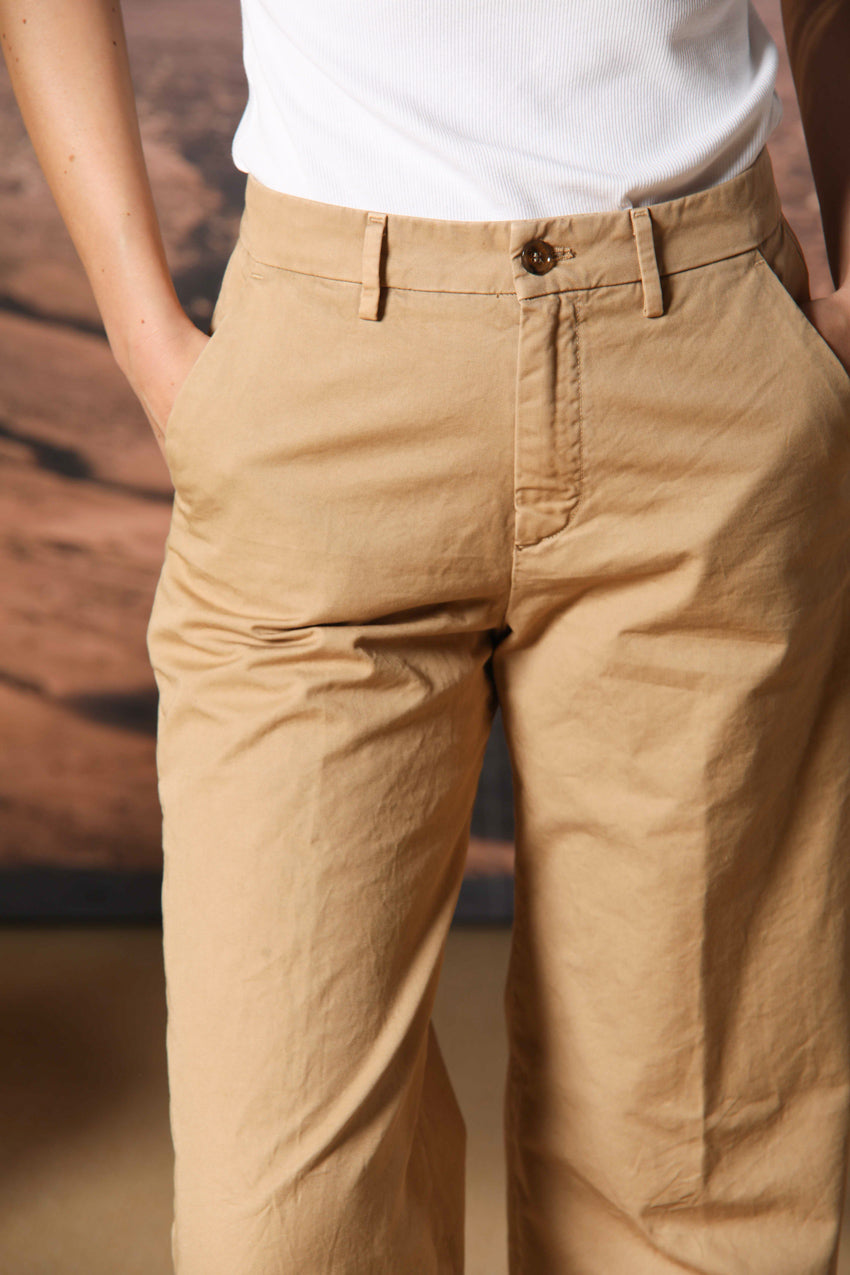 New York Studio pantalone chino donna in twill di cotone wide leg