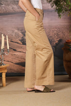 New York Studio pantalone chino donna in twill di cotone wide leg