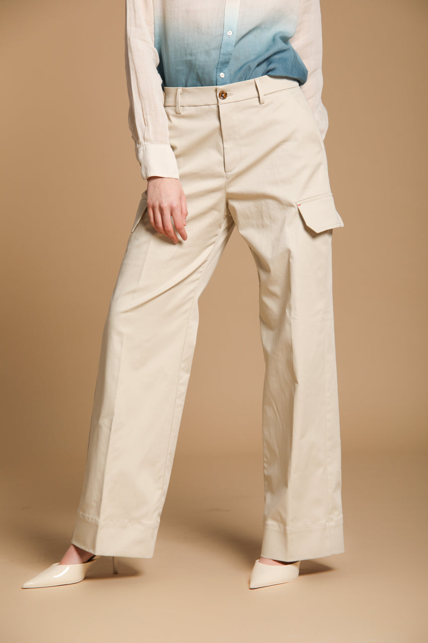 New York Studio pantalone cargo donna in twill di cotone wide leg