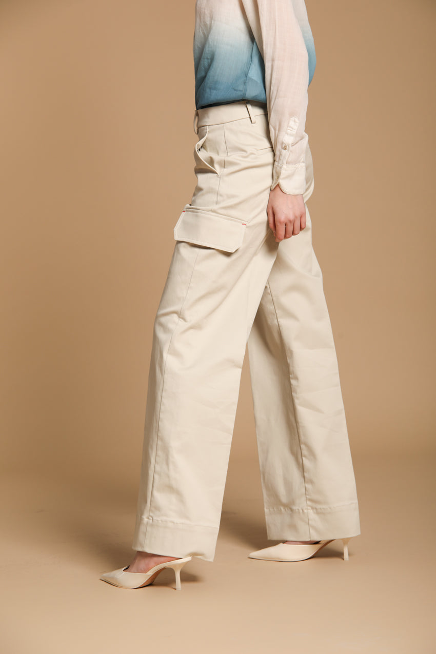 New York Studio pantalone cargo donna in twill di cotone wide leg