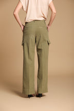 New York Studio pantalone cargo donna in panama fiammata in cotone wide leg