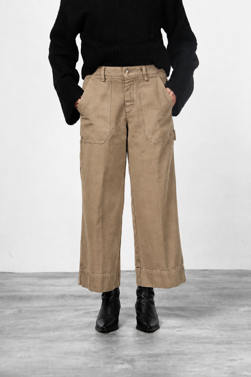Dallas Wide pantalone chino donna in canvas straight fit