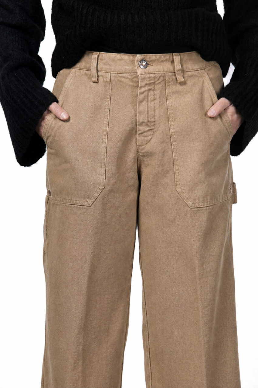Dallas Wide pantalone chino donna in canvas straight fit