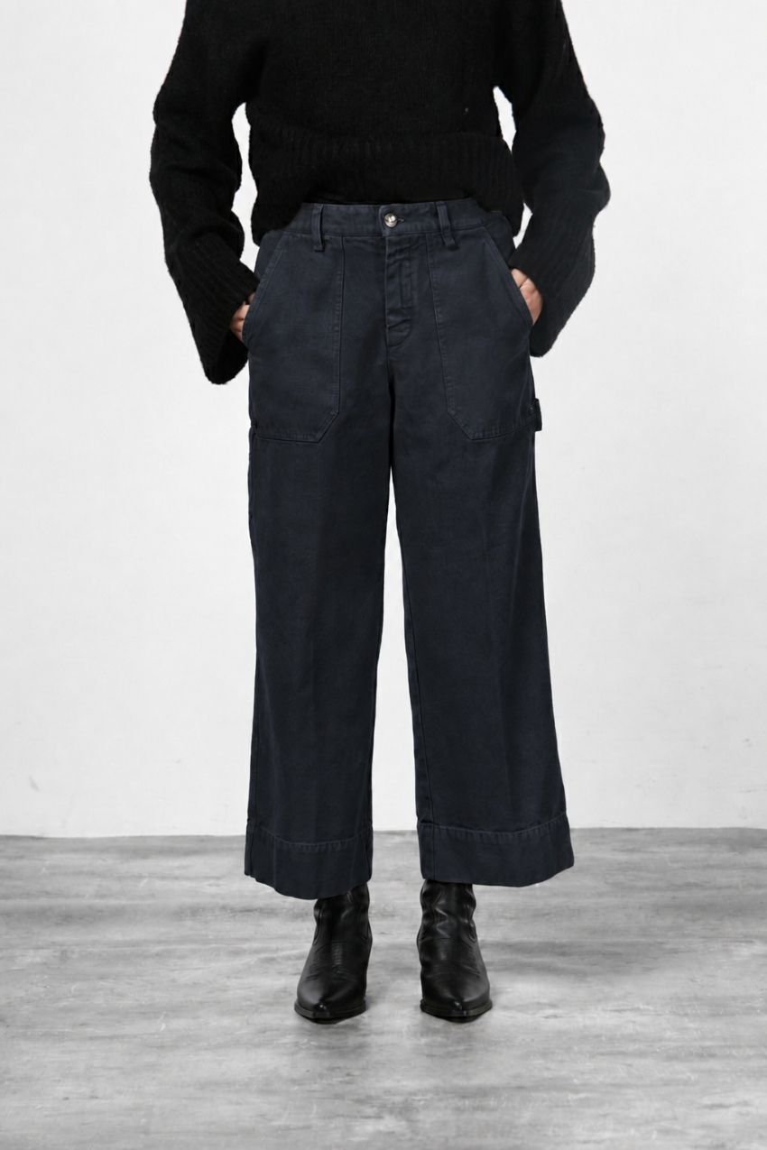 Dallas Wide pantalone chino donna in canvas straight fit