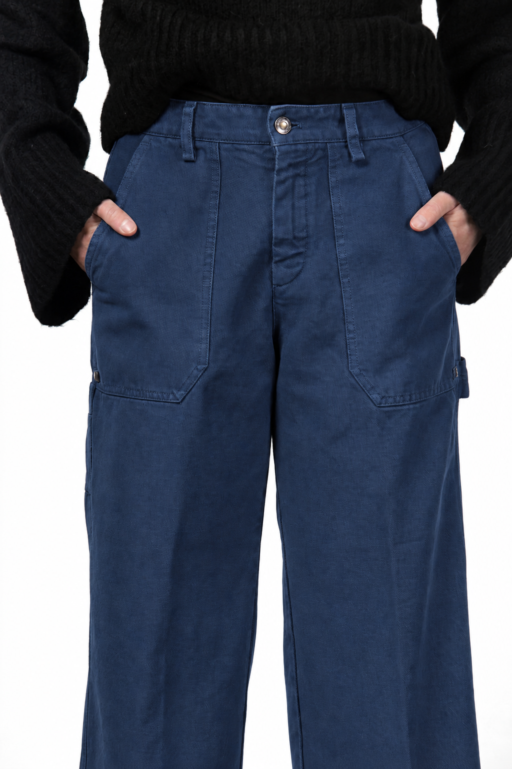 Dallas Wide pantalon chino femme en canvas straight fit