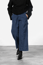 Dallas Wide pantalon chino femme en canvas straight fit