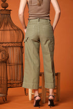 Dallas Wide Pantalon Cargo femme en coton flammé Wide Leg