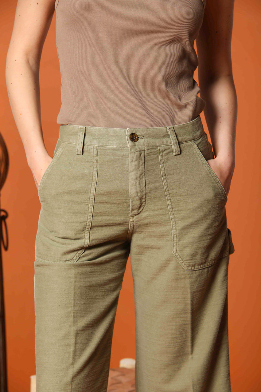 Dallas Wide pantalón cargo mujer en saten relaxed fit