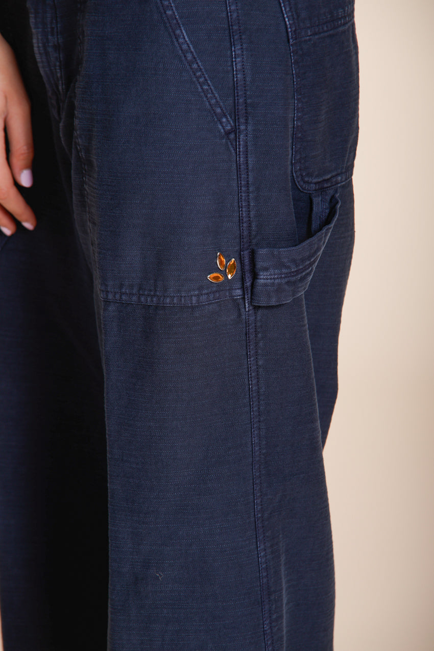 Dallas Wide women's cargo pants in slub cotton straight fit