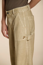Dallas Wide pantalone cargo donna in cotone fiammato straight fit