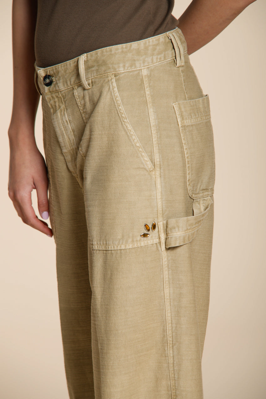 Dallas Wide women's cargo pants in slub cotton straight fit