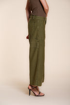 Dallas Wide pantalón cargo mujer en algodón flameado straight fit