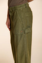 Dallas Wide pantalón cargo mujer en algodón flameado straight fit