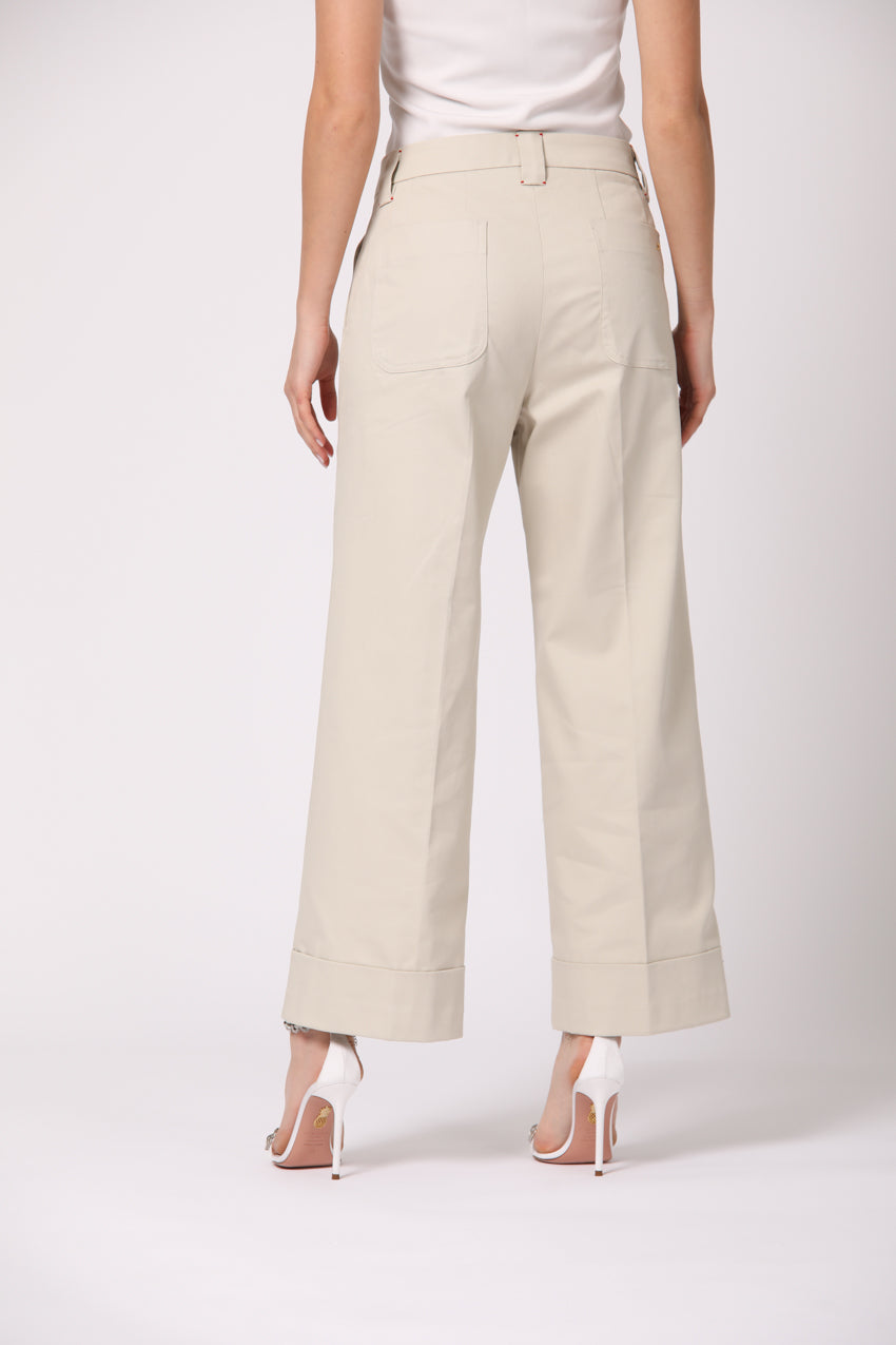 New York Studio Cropped pantalone chino donna in twill di cotone wide leg