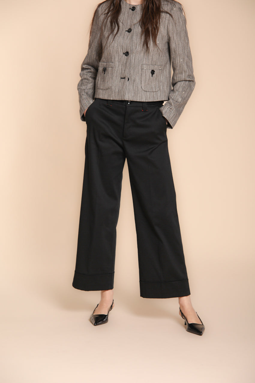 Foto 1 New York Studio Cropped pantalone chino donna in gabardina wide leg