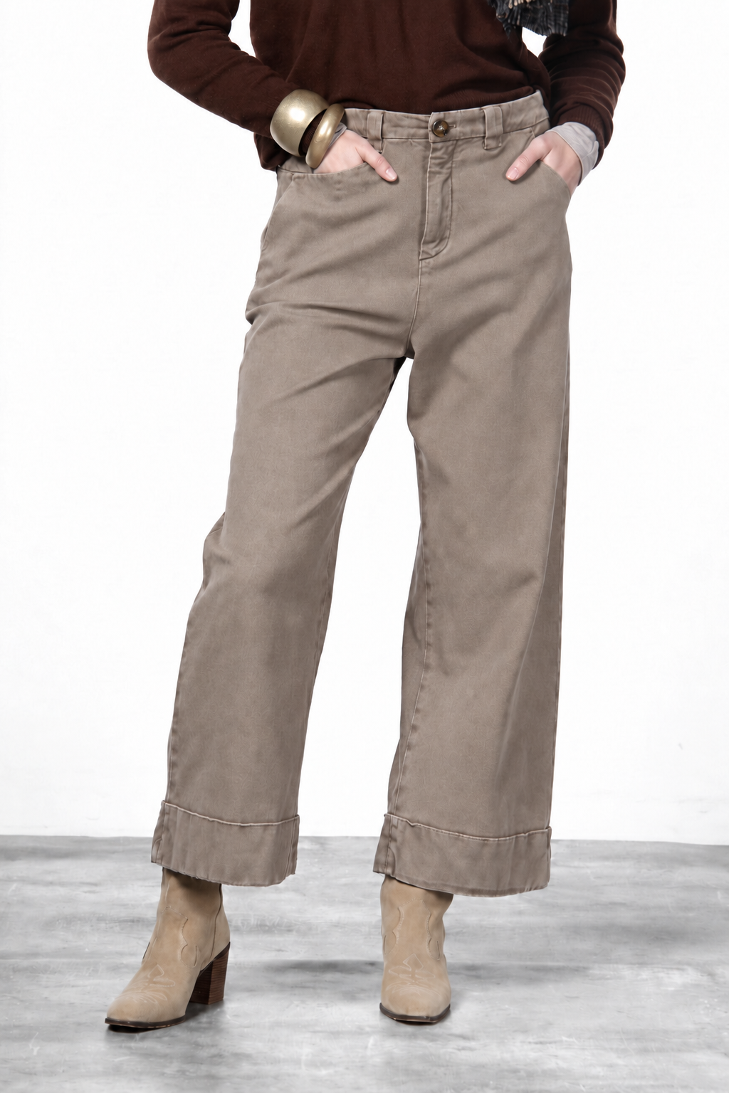 New York Studio Crop pantalon chino femme en twill stretch straight fit