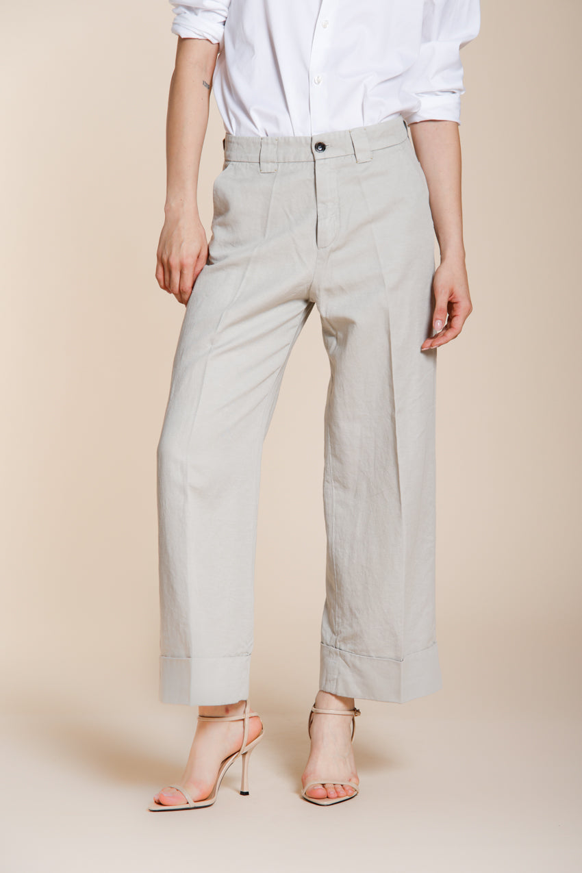 New York Studio Cropped pantalón chino mujer en lino y algodón straight fit