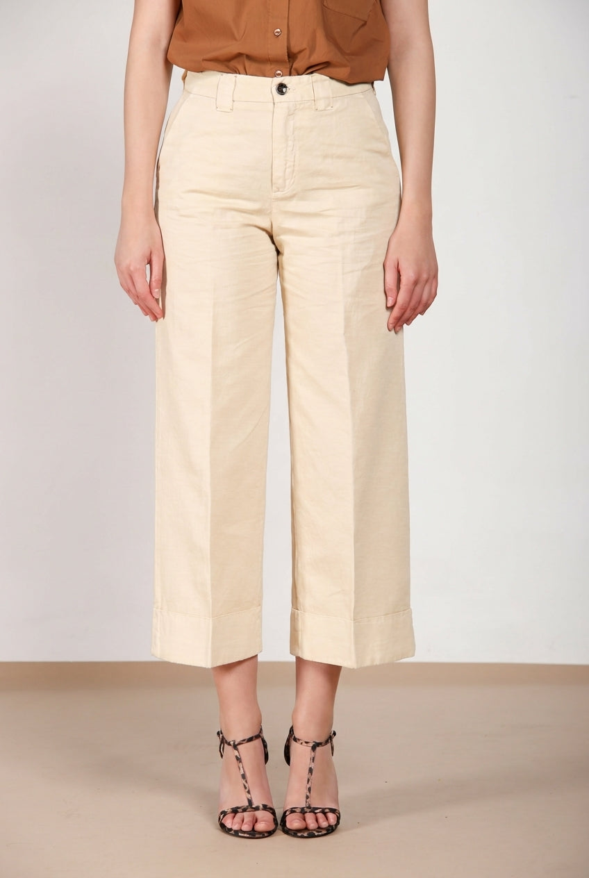New York Studio Cropped pantalone chino donna in lino e cotone straight fit