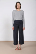 New York Studio Cropped pantalone chino donna in lino e cotone straight fit