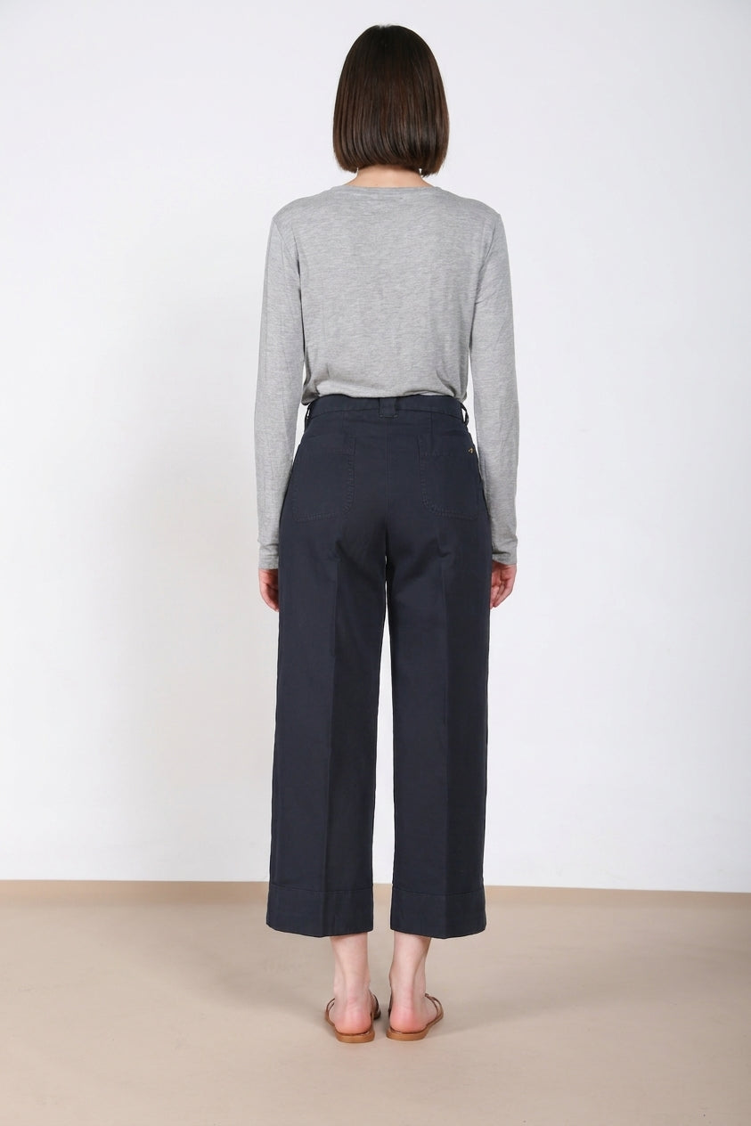 New York Studio Cropped pantalone chino donna in lino e cotone straight fit