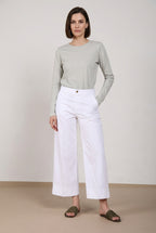 New York Studio Cropped pantalone chino donna in gabardina straight fit