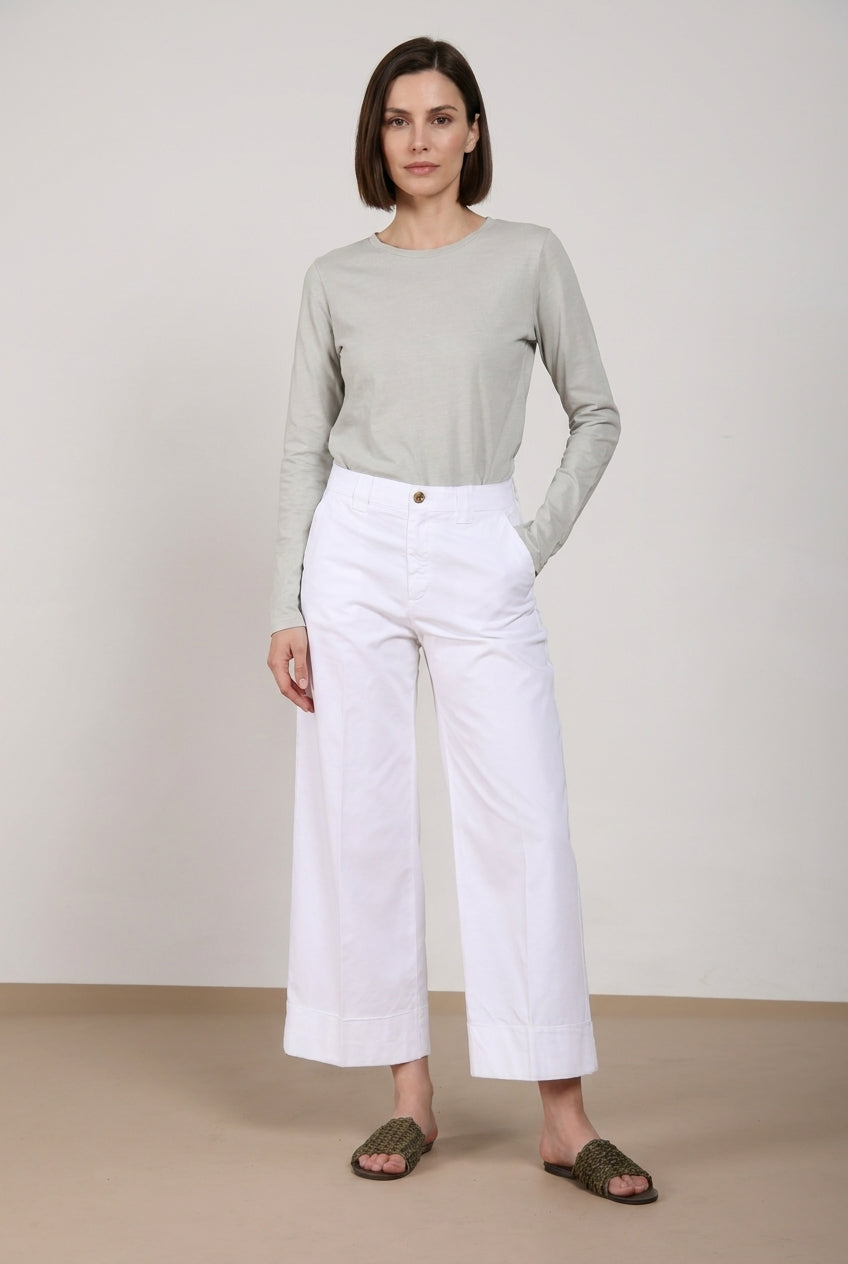 New York Studio Cropped pantalone chino donna in gabardina straight fit