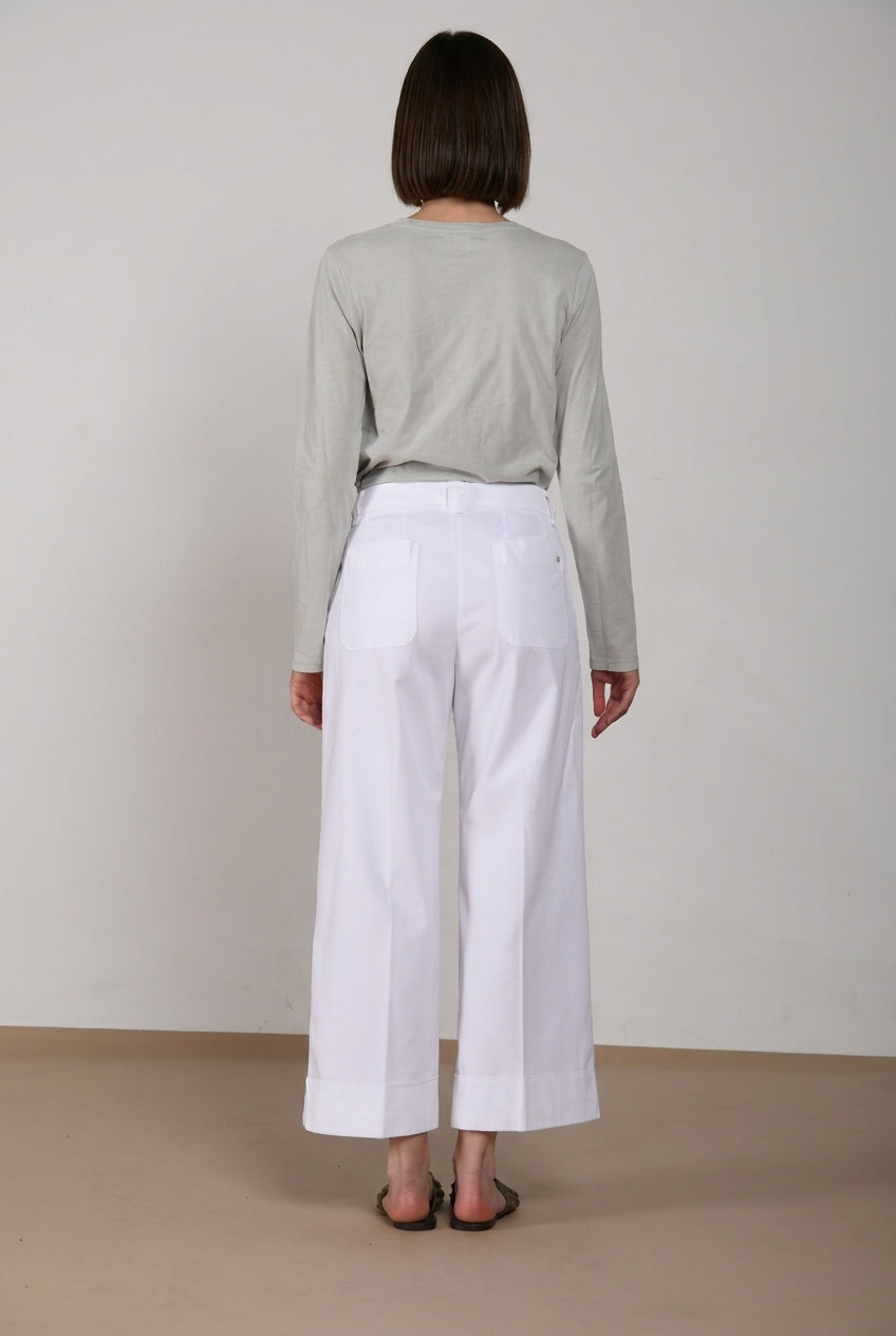New York Studio Cropped pantalone chino donna in gabardina straight fit
