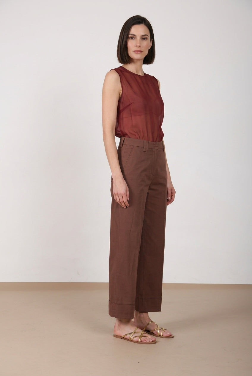 New York Studio Cropped pantalone chino donna in gabardina straight fit