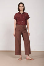 New York Studio Cropped pantalone chino donna in gabardina straight fit